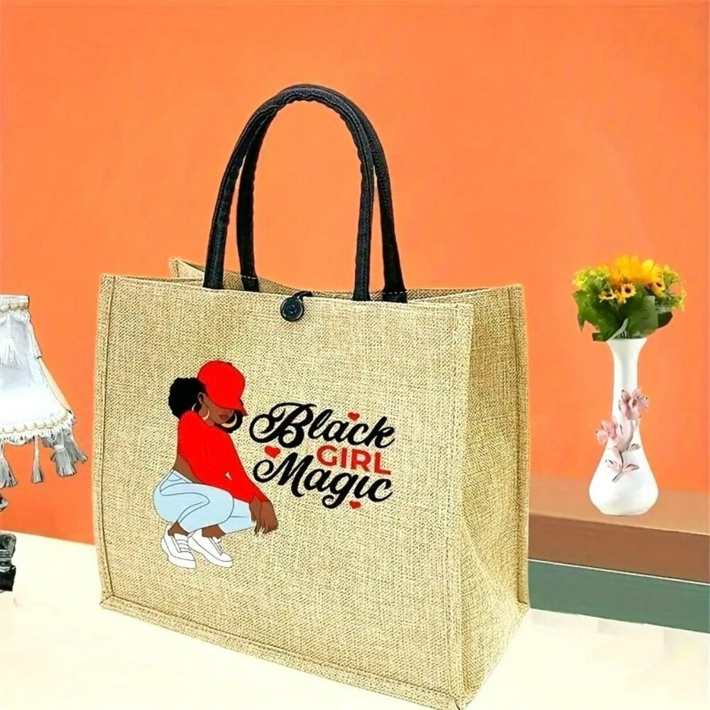 "Black Girl Magic" Tote Bag with Inner Pocket & Zipper Clutch (SKU 0314) - Picture 3 of 6